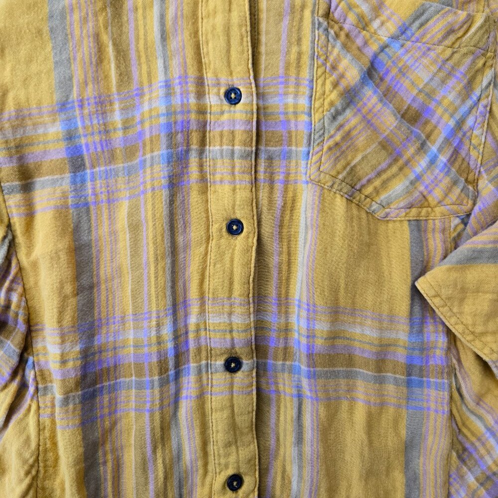 Free People XS Multicolor Plaid Tunic Shirt Flannel Flowy Boho - Picture 3 of 6